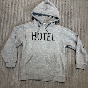 Gray Hoodie Sweater with Bold Print